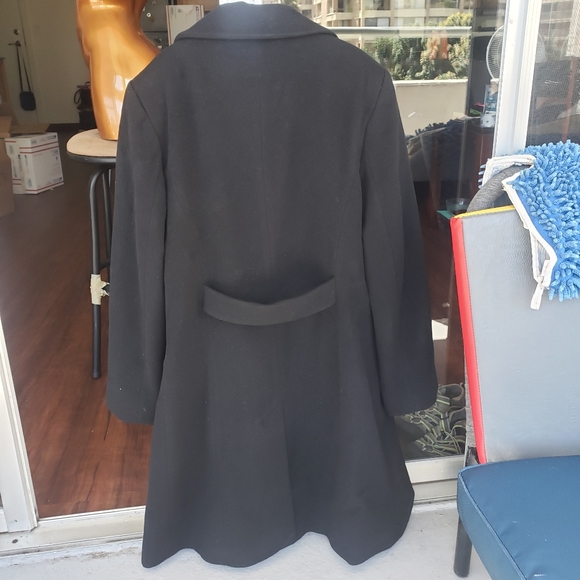 Larry Levine Design black wool & cashmere blend midi pea coat 10 - Picture 8 of 12